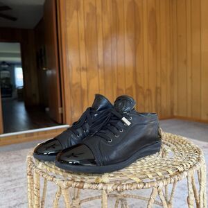 Chanel Sneakers Women's Sz EU 41 Lambskin Made In France Black Leather Trainers